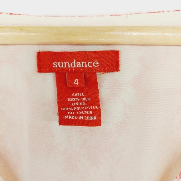 Sundance Avonlea Crinkle Silk Floral Coral Cottage Core Midi Dress P1788 - Picture 6 of 9